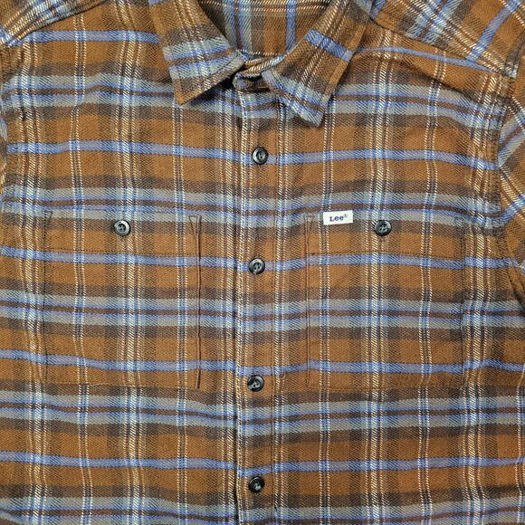 Lee CPO Overshirt Medium Flannel Plaid Shirt Heavyweight Skin Fit Hand Pockets - Picture 6 of 14